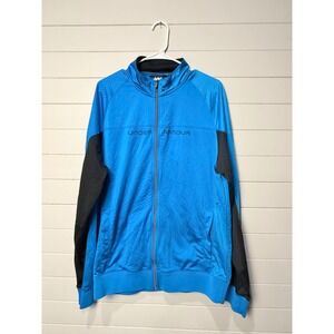 Under Armour Men's Blue Black Track Jacket Full Zip Athleisure XL